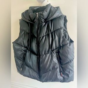Zara soft leather look hooded gilet